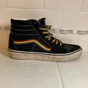 Vans Black High-Top Sneakers with Rainbow Accents